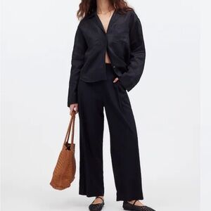 Black Wide-Leg Pants - Women's Comfortable Pull-On Trousers